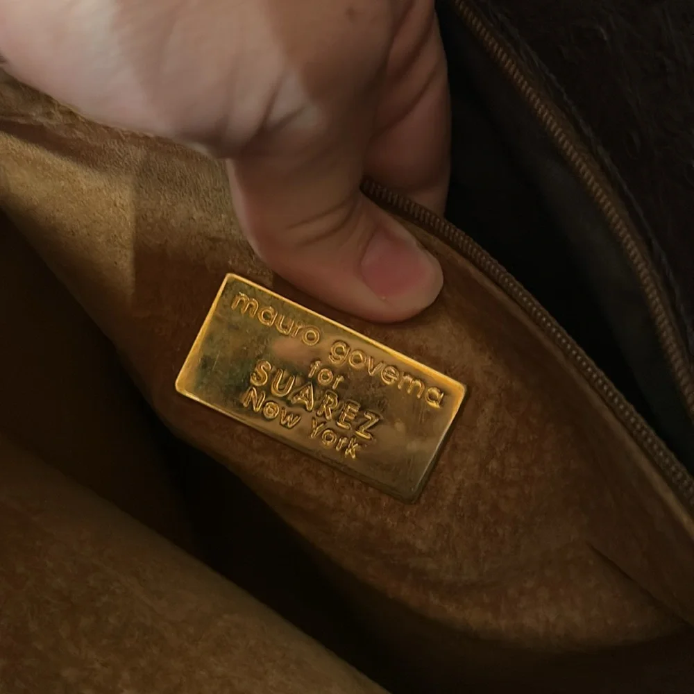 [mauro governo for SUAREZ] VINTAGE Elegant Brown Ostrich Leather Purse